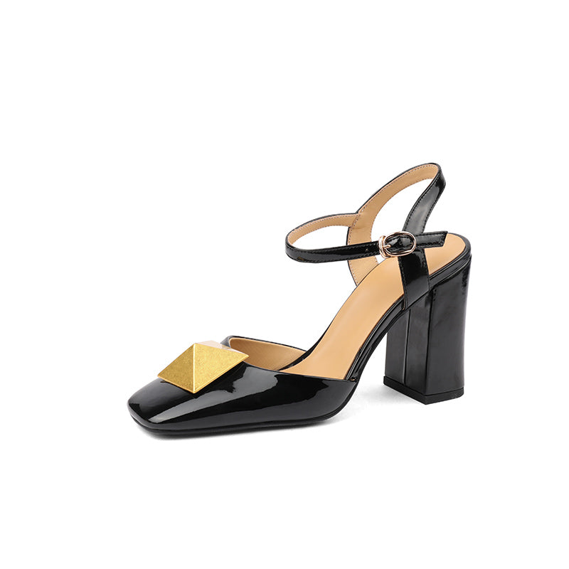 Caitlin High Chunky Heel Ankle Strap Pumps Newgew